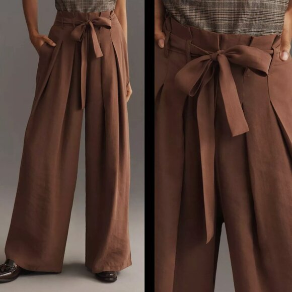 Brand New By Anthropologie Wide-Leg Paperbag Trousers - Picture 3 of 6